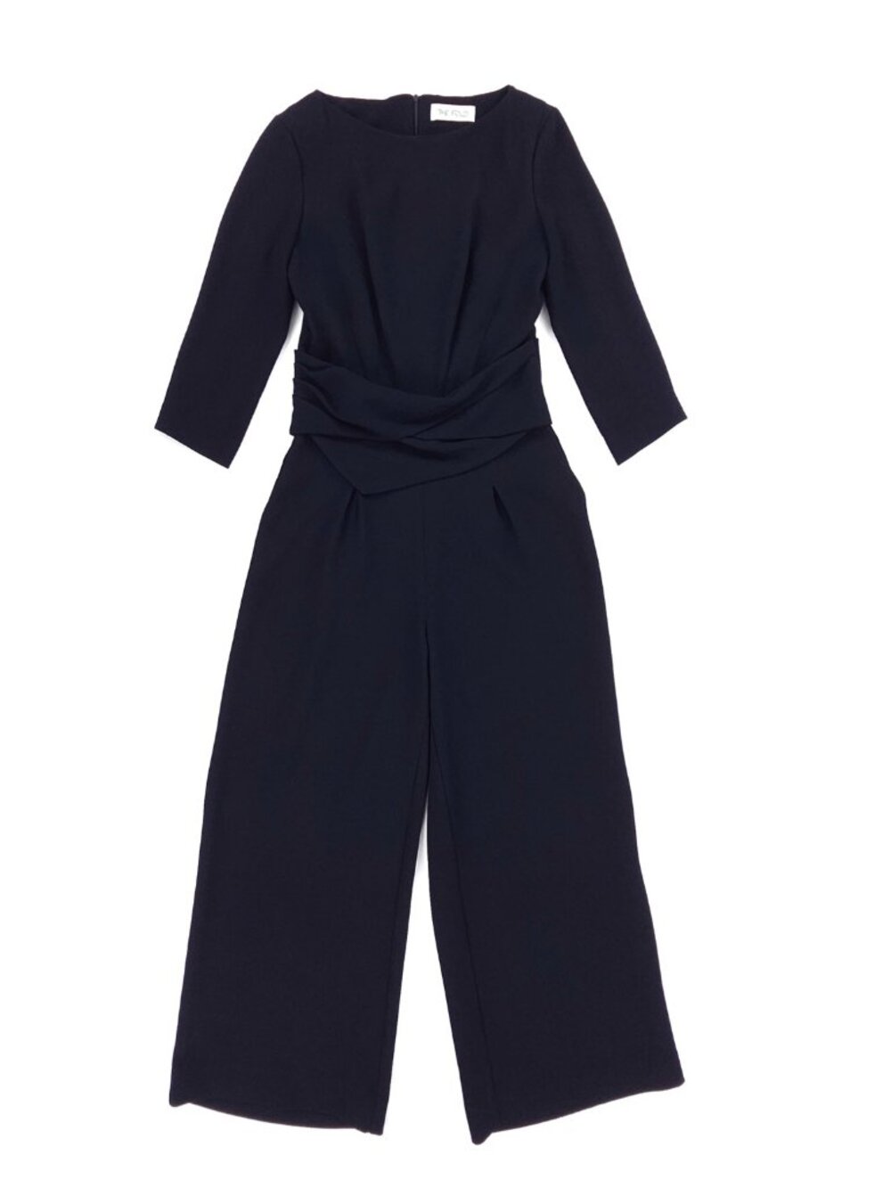 NEW The Fold Clever Crepe Lugano Wide Leg Jumpsuit Navy Quiet Luxury Minimal 4